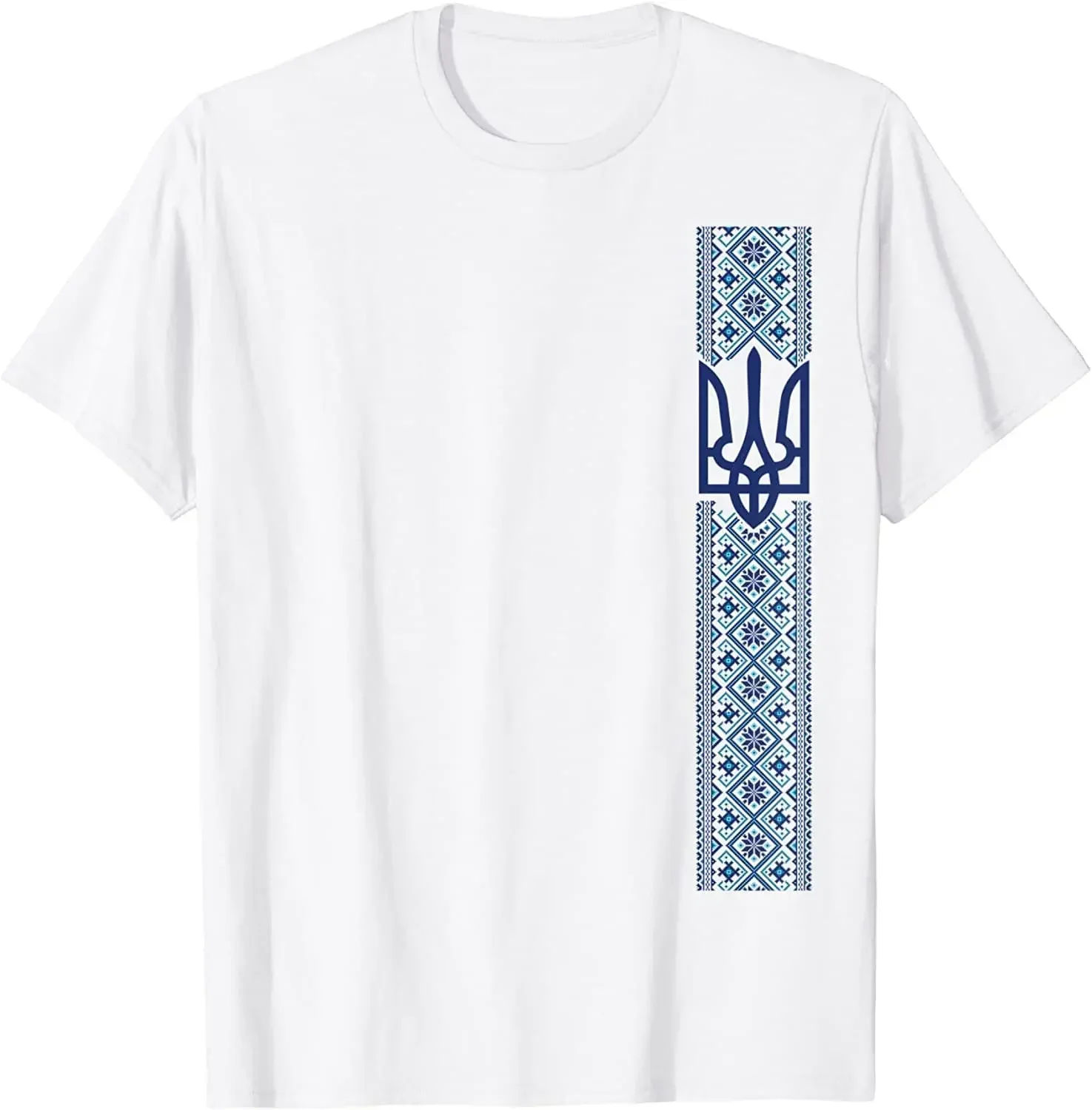 Ukrainian Embroidery Trident Gift Men T Shirt Ukraine Emblem Printed T-shirt Short Sleeve O-Neck T-shirt Casual Mens Top