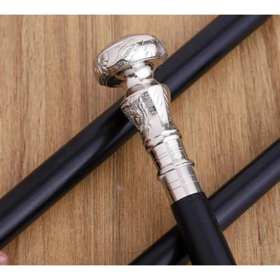 

Victorian Cane Walking Cane Wooden Walking Stick Silver Brass knob Handle Black Wood Stick, Fancy and Fashionable Canes for Men