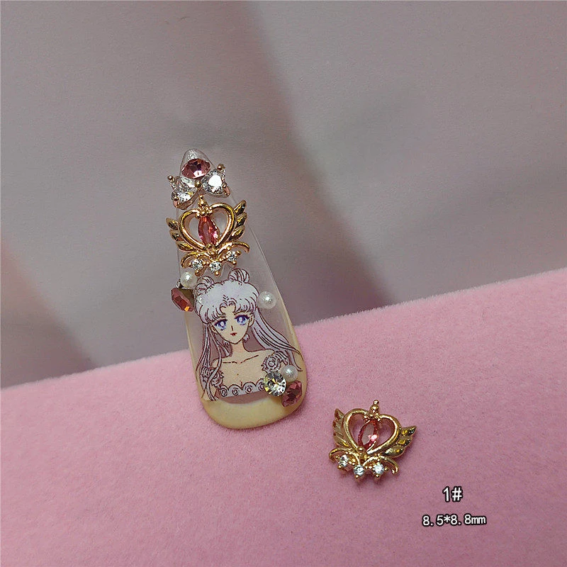 ชุดอุปกรณ์ตกแต่งเล็บลายเซเลอร์มูน 3 มิติ ประดับเพชรซิคอน งานศิลปะเล็บสไตล์ญี่ปุ่น สาวสวย วัสดุทำเล็บ