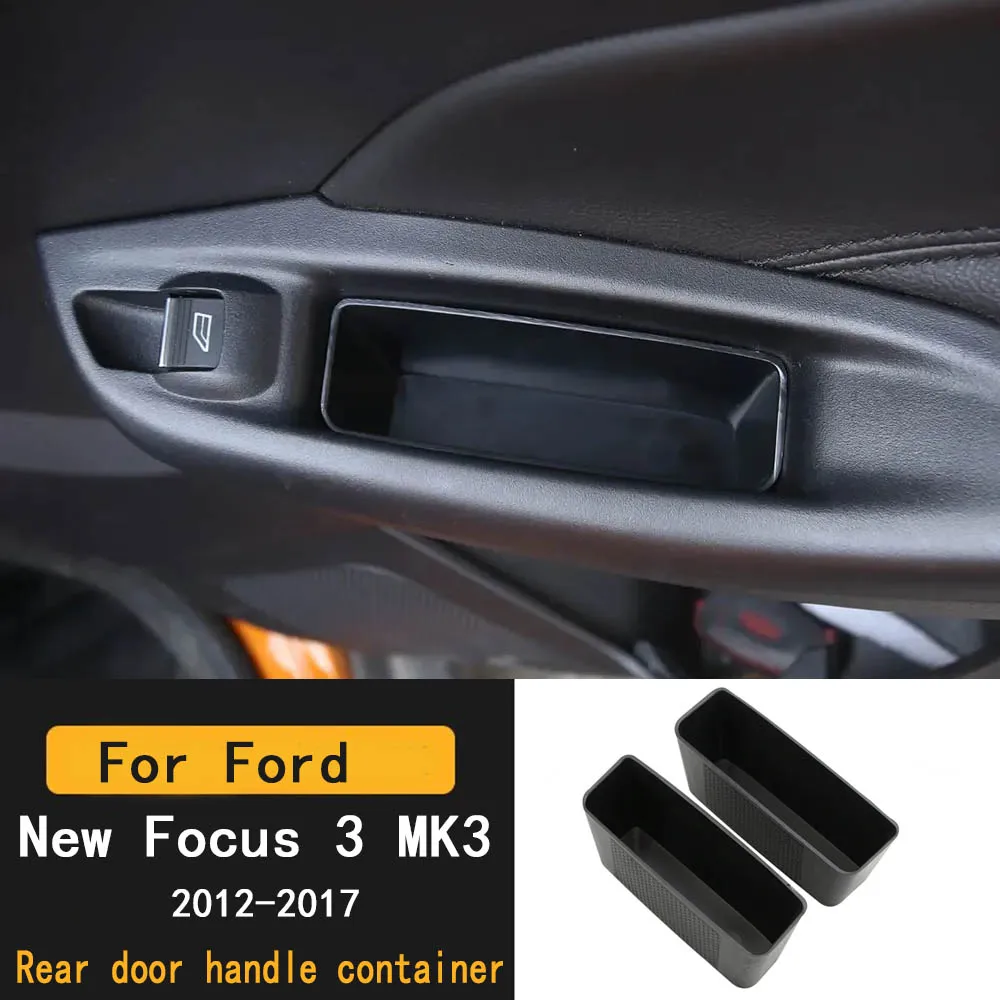 

For Ford New Focus 3 MK3 2012-2017 Back Door Handle Container Tray Case Accessories 2Pcs Car Rear Door Armrest Storage Box