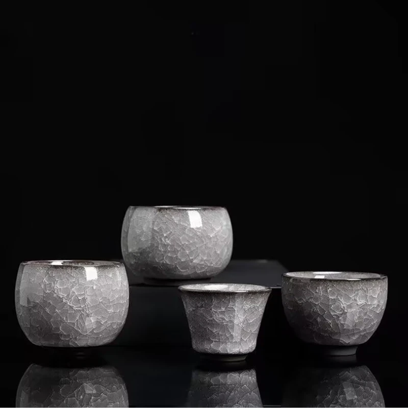 Tasse à thé en céramique émaillée craquelée, ensemble de thé Gongfu traditionnel, tasse à thé de style chinois pour la maison, le bureau, la décoration du salon
