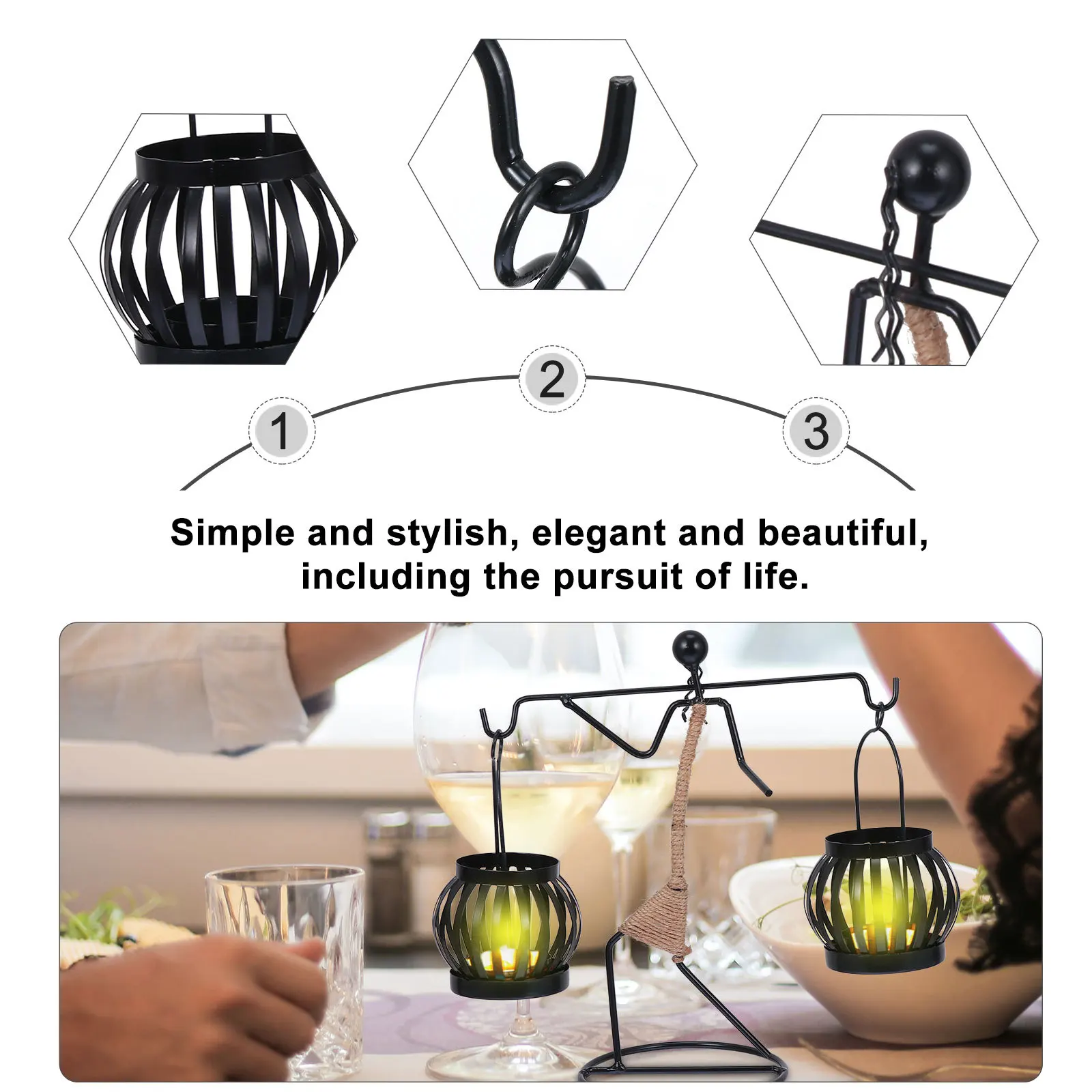 

Iron Candlestick Holder Sturdy Delicate Professional Holder Stylish for Banquet Wedding Party Daily Life