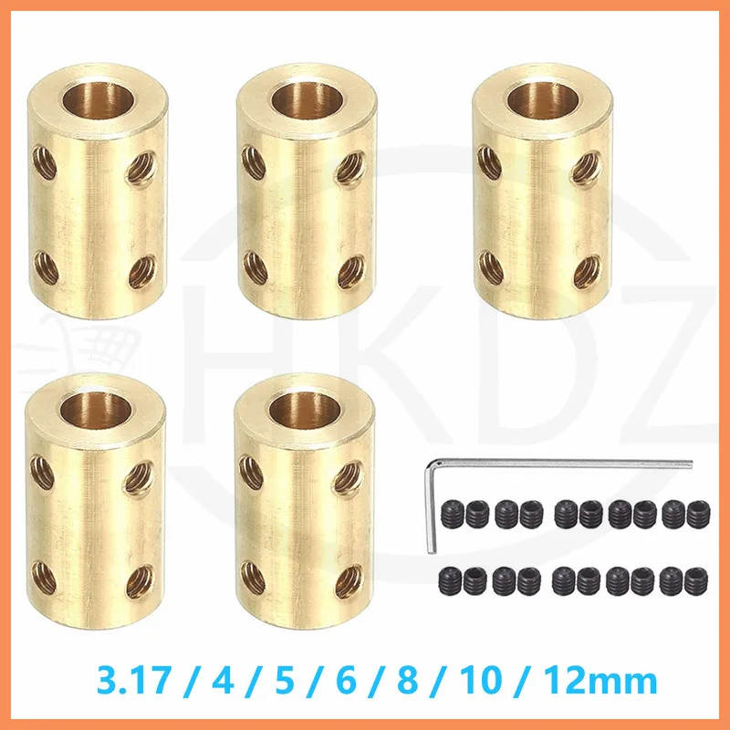 1Pc 3.17/4/5/6/8/10/12mm Brass Rigid Motor Shaft Coupling Coupler Transmission Connector Sleeve Adapter For RC Boat Car Airplane