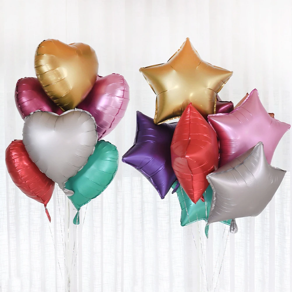 

20pcs Metallic Balloons Party Decorations Heart Pentagram Shaped Balloon Ornaments Home Club Wedding Photo