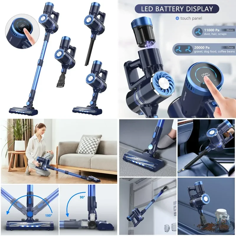 PRETTYCARE P3 Updated Stick Lightweight Bagless Hotel Use HEPA Filter Cyclone Technology Household Cordless Vacuum Cleaner