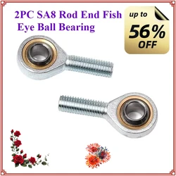 2PC SA8 Rod End Right Hand Fish Eye Ball Joint Uniball Joint Male  T/K Metric Thread Bearing Shaft Inner Hole 5mm To 16