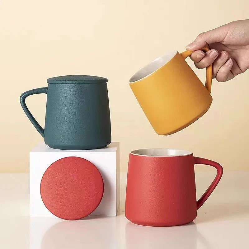 

Ceramic Coffee Mug Set With Lid And Spoon Creative Water Cup For Breakfast Milk Cup Gift Home Office Porcelain Drinkware Box