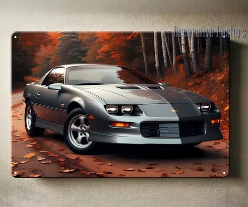 Pôster Metálico do Camaro Z28 - Placa de Metal Colecionável