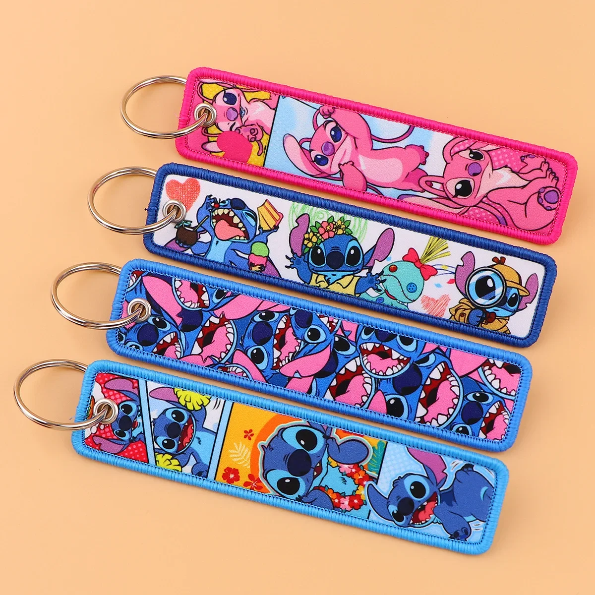 

Cute Stitch Keychains Key Tag Blue Alien Keyrings for Car Keys Bags Women Men Kids Accessories Gift Chaveiro Liavero Jewelry