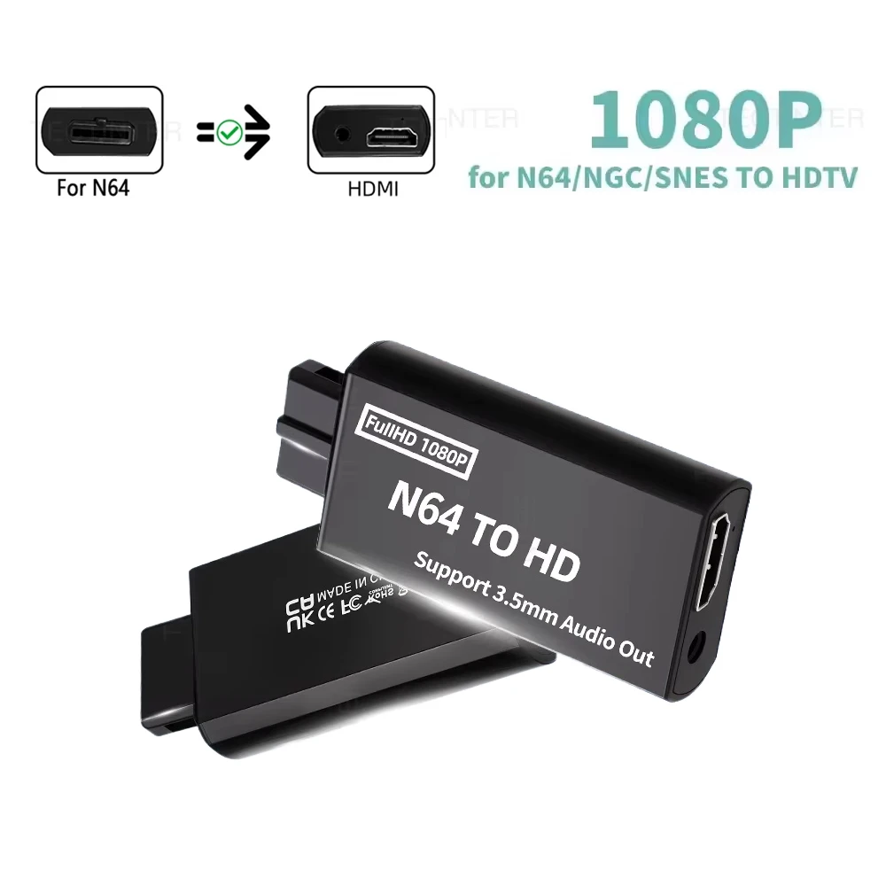 Converter Adapter For N64 to HDMI-compatible Full HD Support 3.5mm Audio Cable for N64/NGC/SNES Console Gaming Accessories