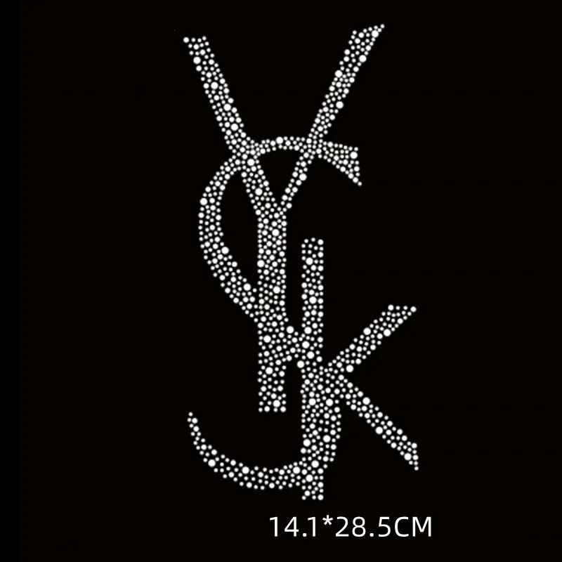 Letter applique patch design hot fix rhinestone transfer motifs iron on crystal transfers design patch for shirt
