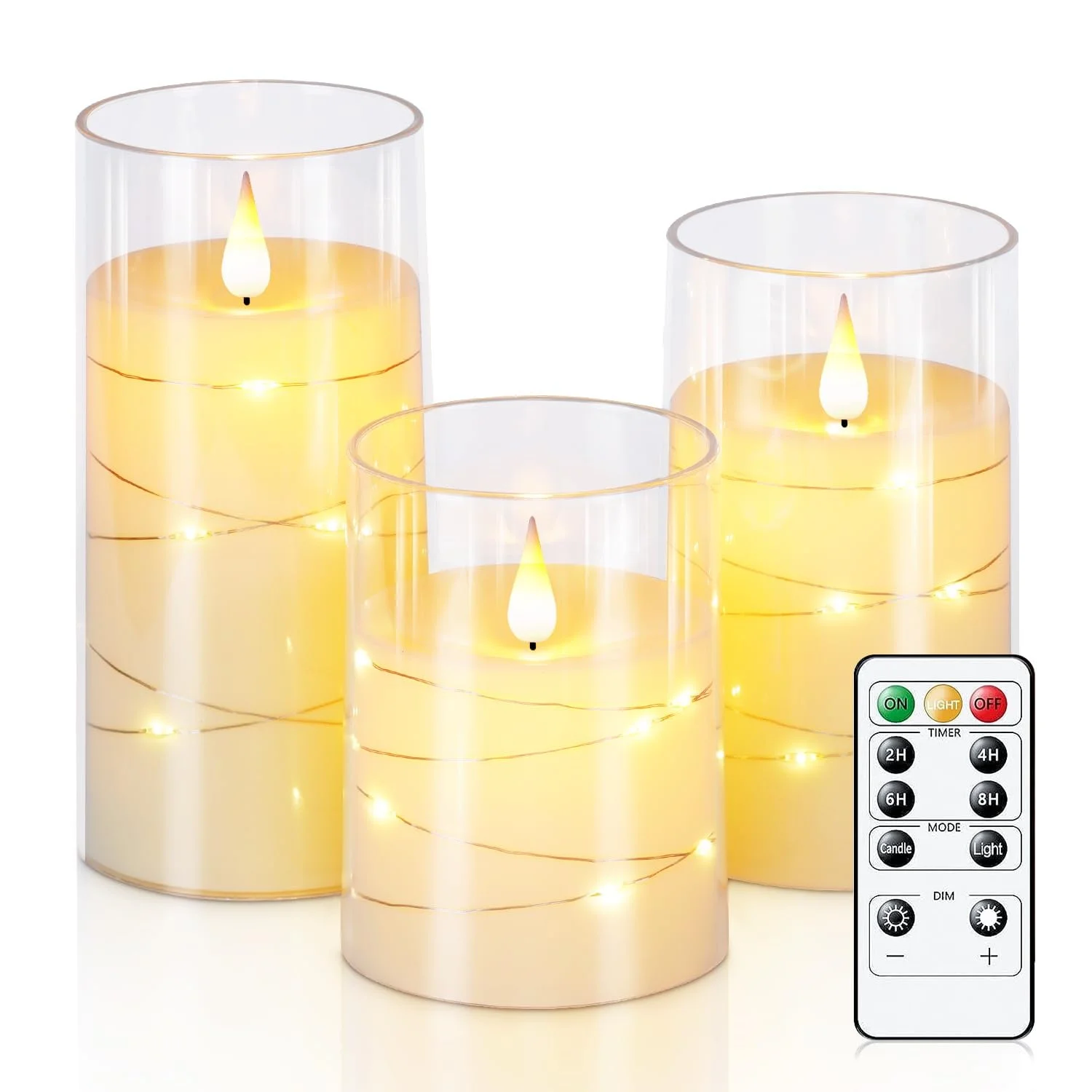 

3Pcs Flashing Flameless Led Electronic Candle Acrylic Lights String Wedding Romantic Candle Festive Birthday Votive Party Candle