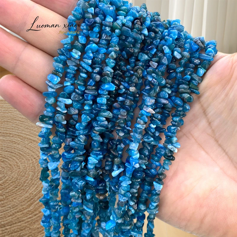 Unregelmäßiger Edelstein Naturstein 0,78 mm 3-5 mm Blauer Apatit Lose Spacer-Perlen für Schmuckherstellung DIY Armband Charms Zubehör