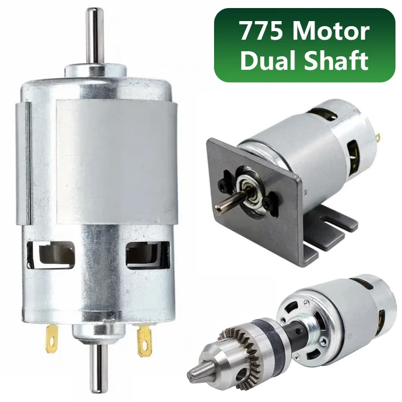 775 Dual Shaft Motor DC 12V-24V Ball Bearing Large Torque High Power Low Noise Gear Motor Electronic Component Motor