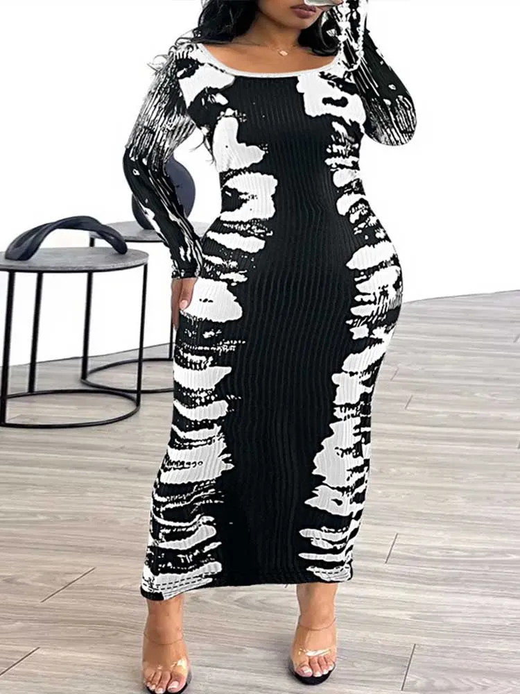 Dress Corset Knitted Plus Size Women Clothing 2xl 3xl 4xl 5xl Off The Shoulder Sexy Dress Chic Elegant Dress Slim Long Sleeves