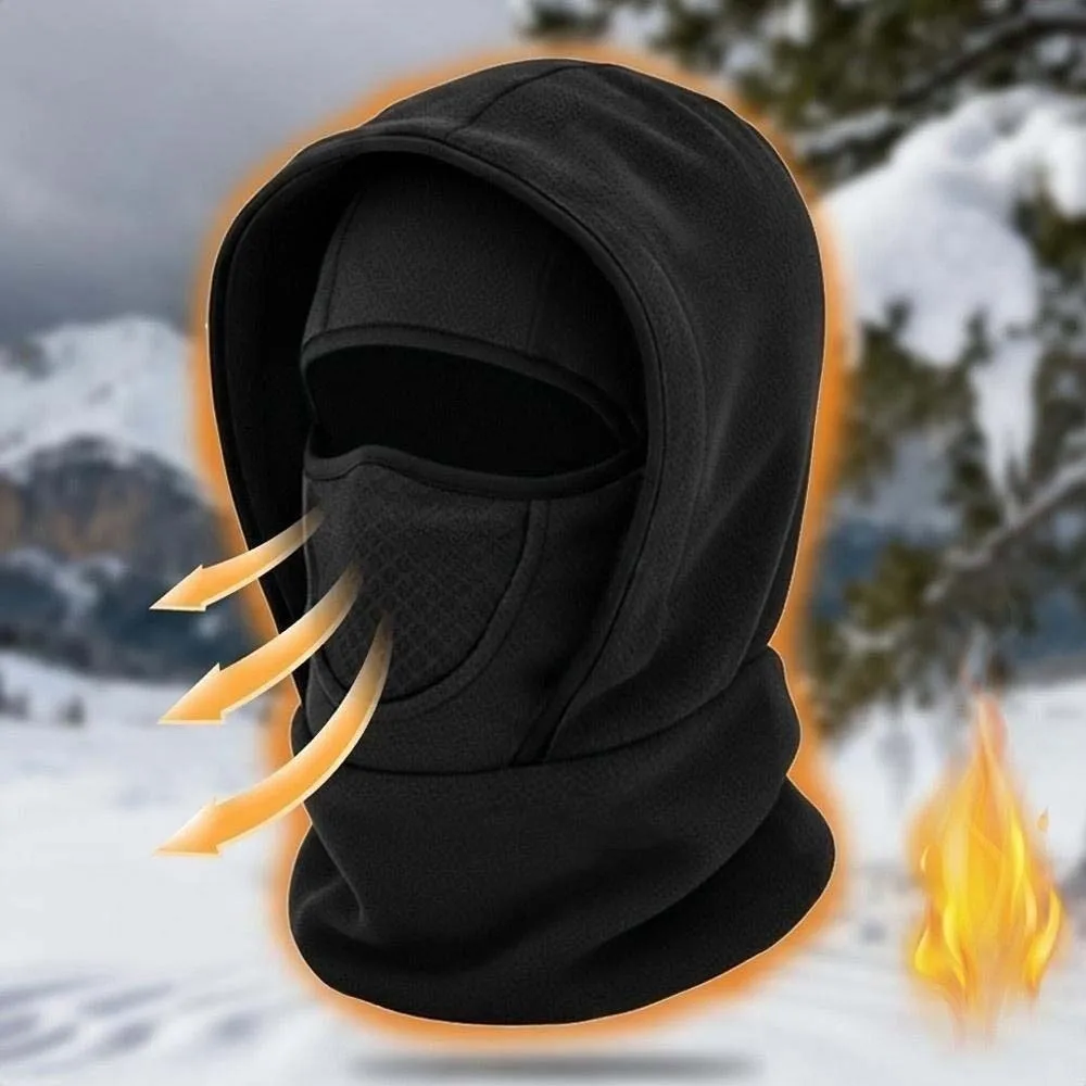 Fleece Lined Fleece Balaclava Lightweight Full Coverage Ski Face Mask Solid Colors Thermal Retention Winter Cycling Hat