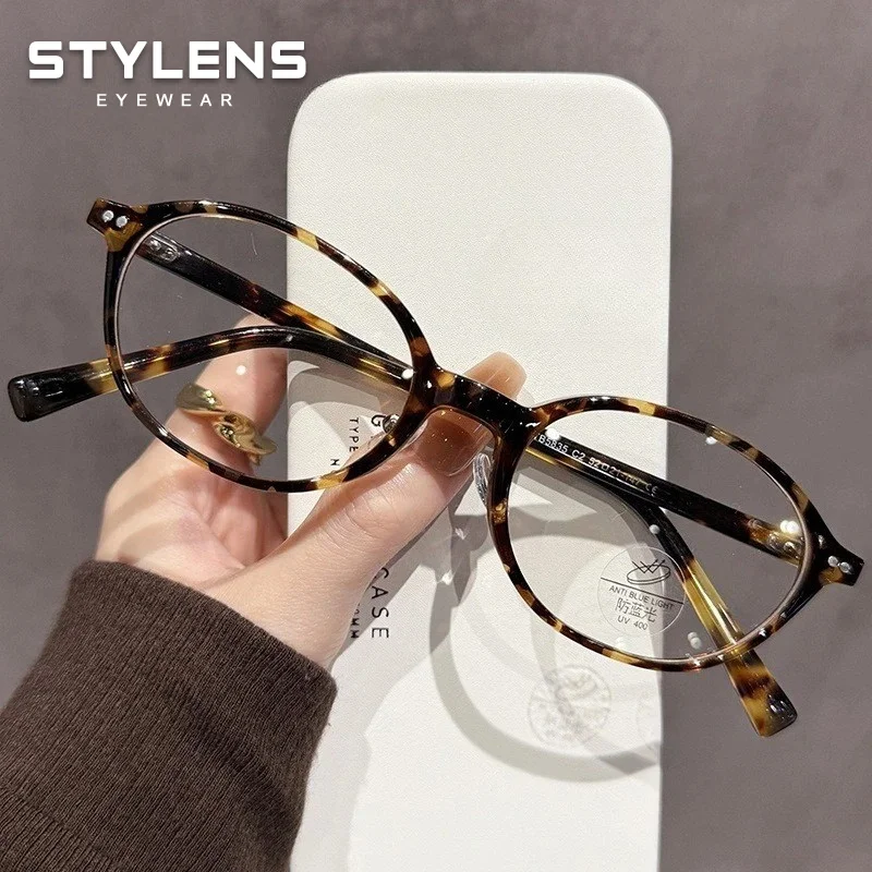 STYLENS New Trendy Oval Women Reading Glasses Anti Blue Light Anti-Reflective Customized Prescription Progressive Myopia Glasses