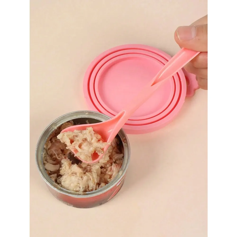 

1 Set of Reusable Silicone Pet Can Lids, Suitable for Most Sizes of Dog and Cat Cans, Comes with A Spoon