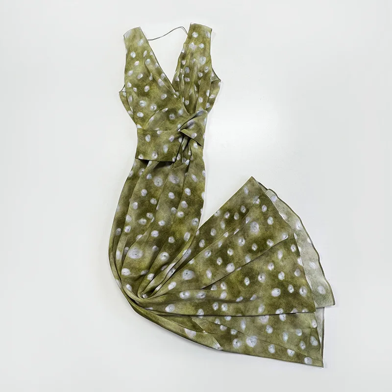 Withered Elegant Atmosphere With Abstract Print And Waist Cinching Long Skirt Elegant Party Dresses Vestidos Women's Dress