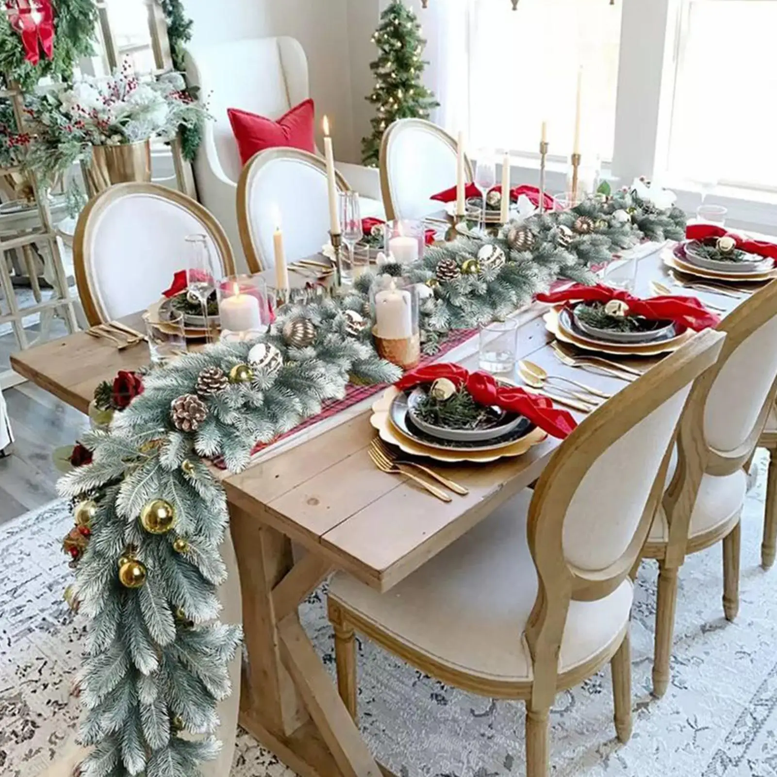 

Faux Pine Branches 78.74in Green Plant Fake Cedar Christmas Tree Branches For Home Patio Living Room Outdoor Garden Yard Wall