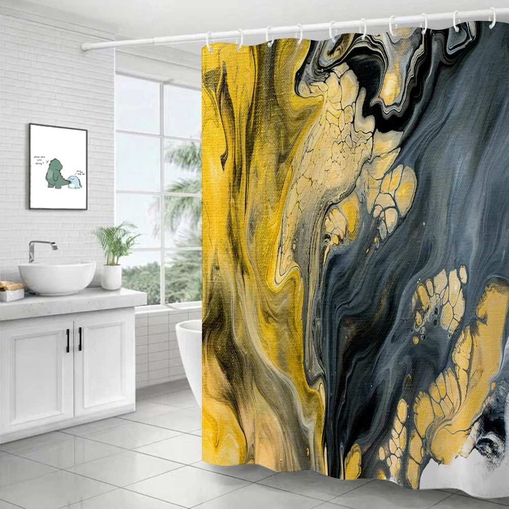 Marble Ripple Shower Curtains Abstract Striped Waterproof Bath for Bathroom Home Decor Modern Luxury Curtain