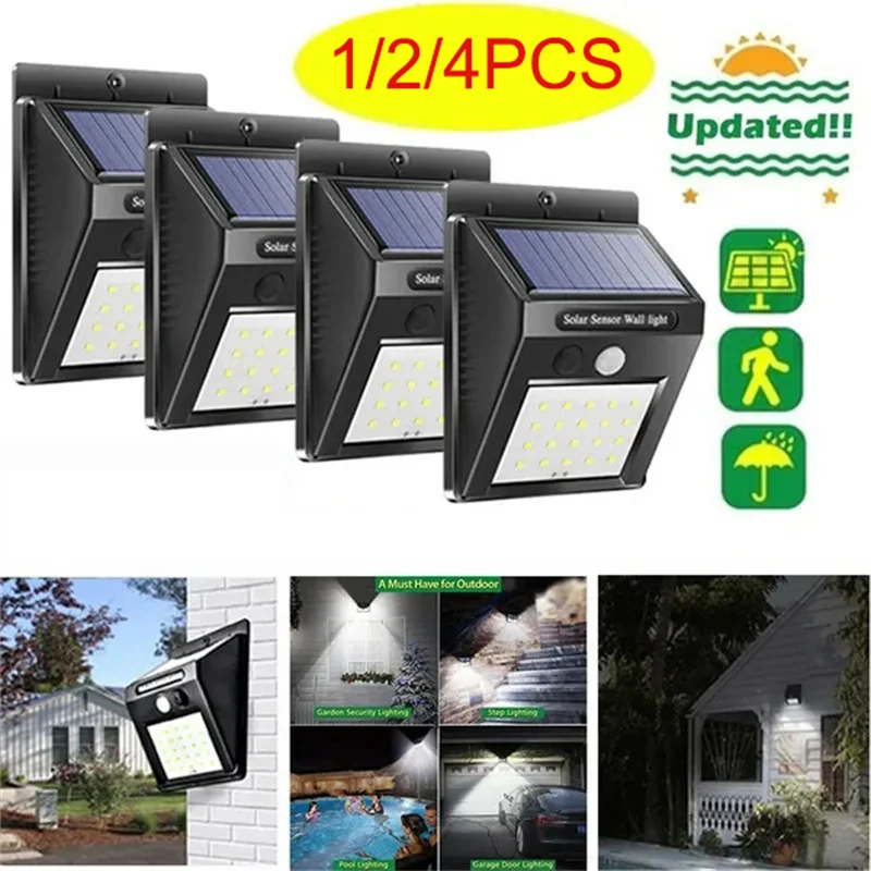 Luzes solares LED com sensor de movimento sem fio, luzes impermeáveis do jardim, luzes do convés para jardins, pátio, porta da frente, IP65