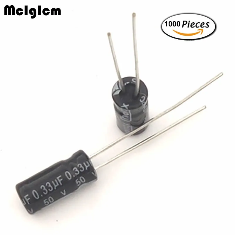 

1000pcs 334 0.33uF 50V Aluminum electrolytic capacitor 5*11 electrolytic capacitor 0.33uF