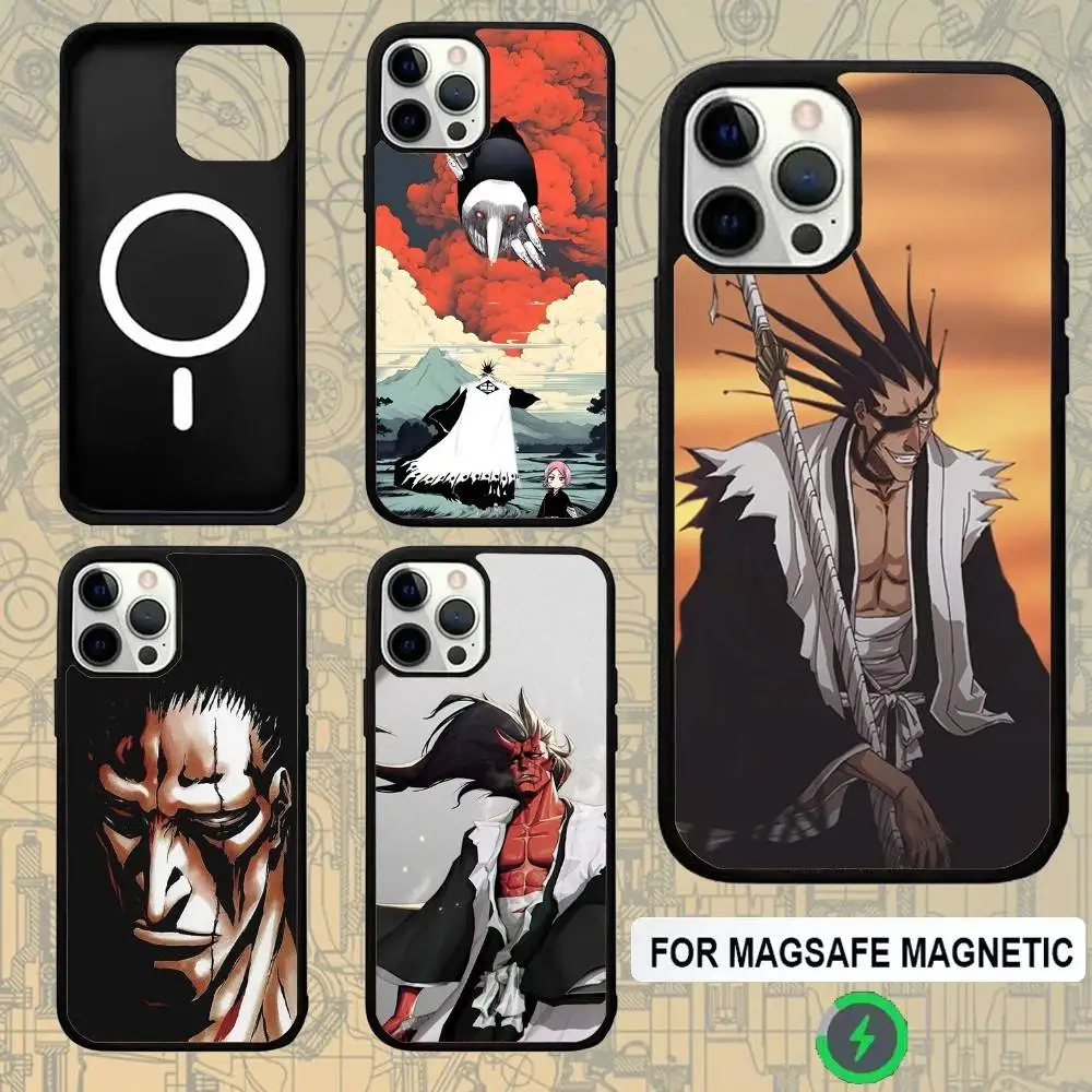 

B-BleachS Zaraki Kenpachi For Magsafe Wireless Charger Case For iPhone 15,16,17,13,14,11,12,Pro,Max,Plus,E,Air,Mini Cover
