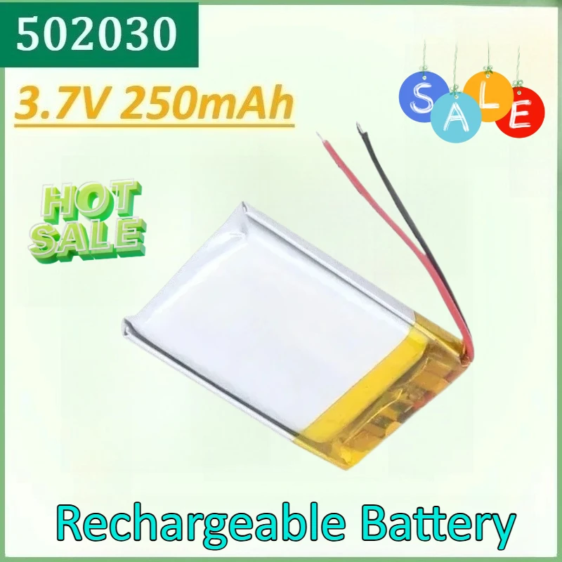 

New 502030 3.7V 250mAh Lithium Rechargeable Battery for Toys LED Lights Bluetooth Earphone Audio Electronic Beauty Device