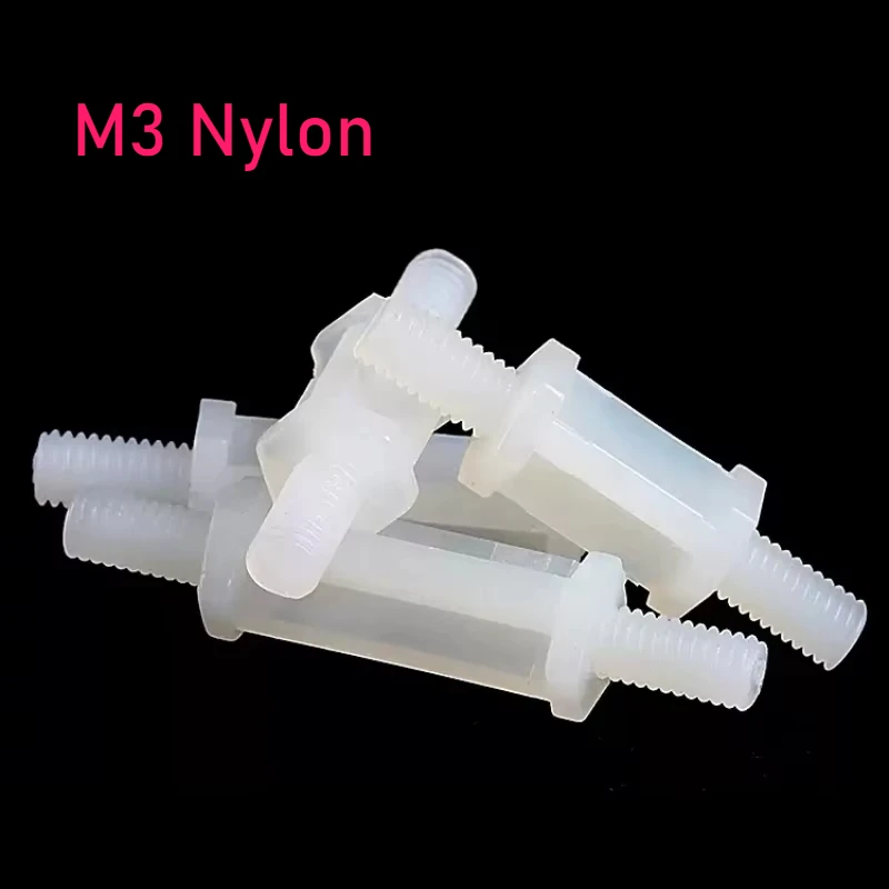 Peijian M3 Nylon Double Ended Hexagonal Column Plastic Insulation Standoff External Threaded Plastic Spacer For Pcb Boards