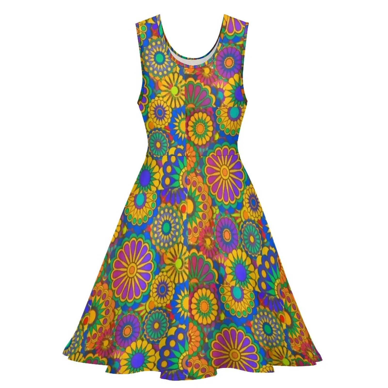 Psichadelic Hippie Flower Power Design abito senza maniche abito estivo da donna abito da sera da donna abito da compleanno