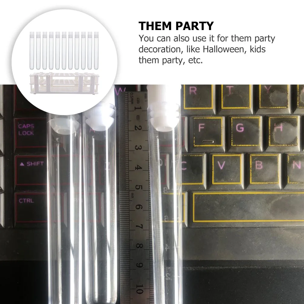 

60 Pcs Plastic Test Tube Rack Transparent Tubes Scientific Party with Cover Clear