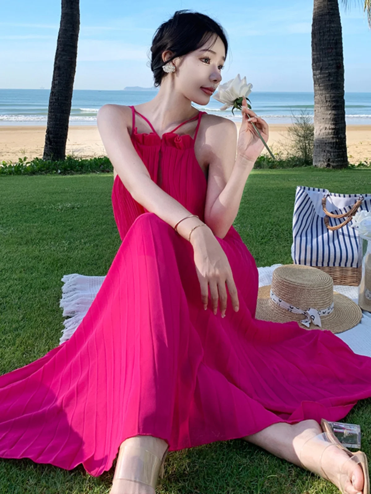 Hainan Sanya Holiday Beautiful Bal Strap Dr Donna Estate Yunnan Dali Aosphere Gonna lunga Ele Chic Sle Maxi Dr