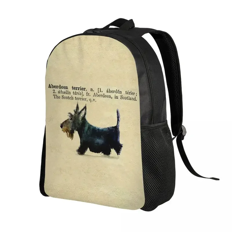 Mochila Terrier Escocesa para Homens e Mulheres, Mochila Escolar Laptop, Mochila Estudantil Universitária, Scottie Dog, dicionário Arte, Mochila de Viagem