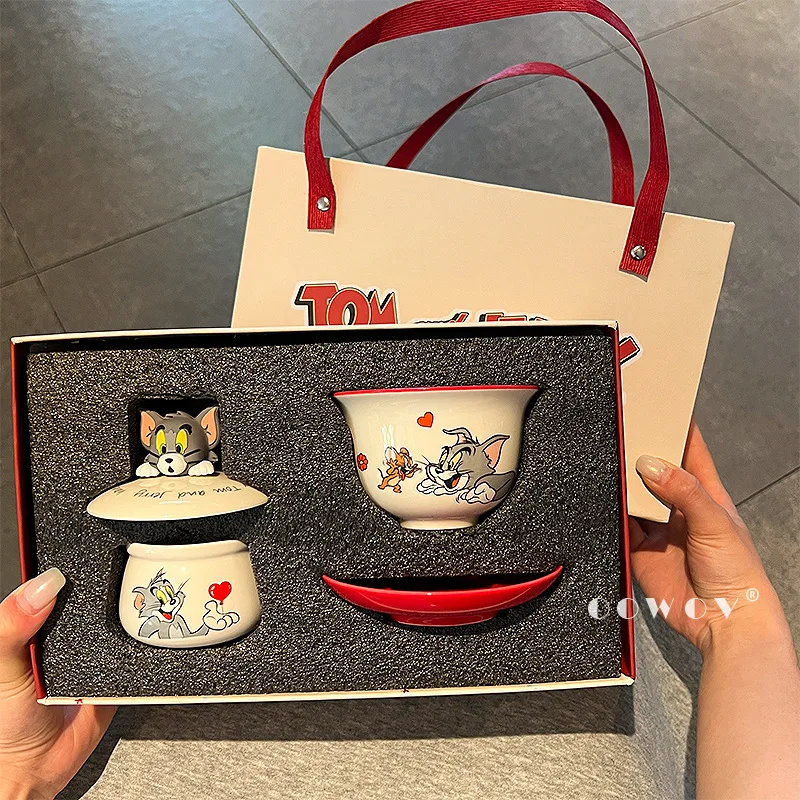 

Чайный сервиз «Кошка и мышь», подарочная коробка, новые ценные керамические чашки, чашки для домашнего офиса для взрослых и детских подарков на день рождения.