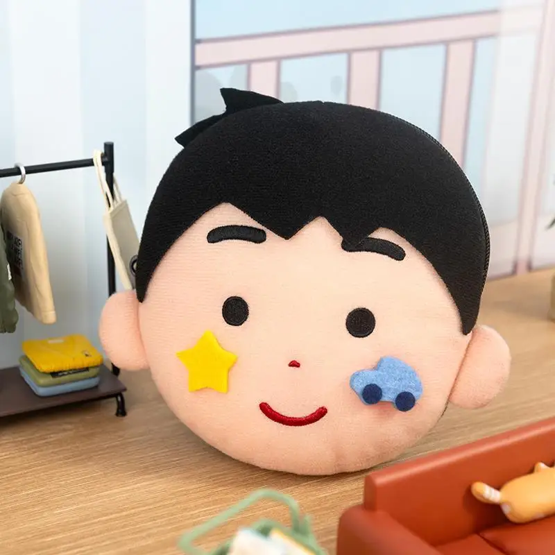 Dessin animé créatif Irasutoya peluche porte-monnaie casque câble de données rouge à lèvres changement sac de rangement garçons et filles cadeaux de noël