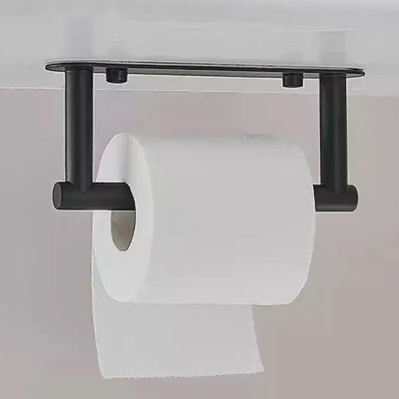 Papierhandtuchhalter aus Edelstahl, Selbstklebender Toilettenpapierrollenhalter für Badezimmerwand, Aufbewahrungsregal