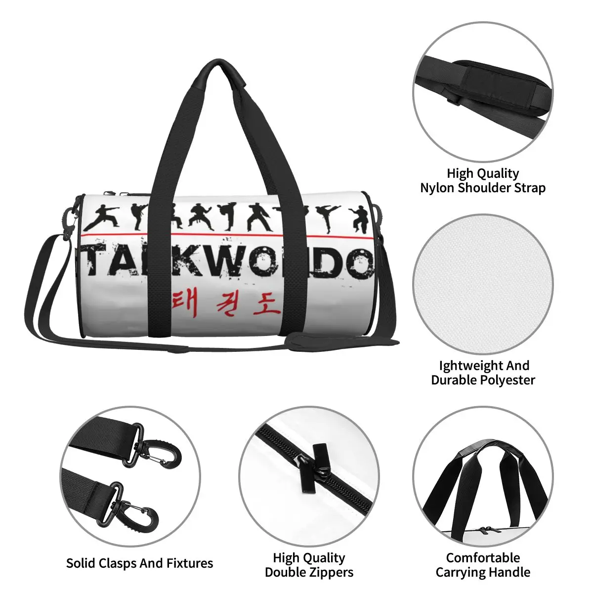 Taekwondo Gym Bag Fighters Korean Waterproof Sports Bags with Shoes Travel Printed Handbag Funny Fitness Bag For Male Female