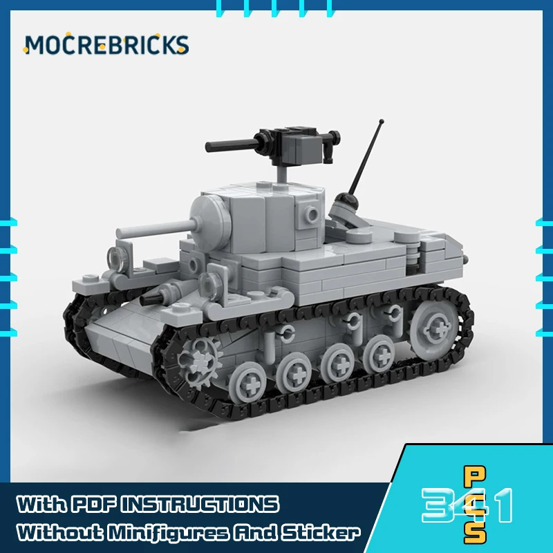 

﻿ MOC-167694 Военная серия автомобилей M3A1 Stuart Модель танка Строительные блоки Технические кирпичные игрушки Детские рождественские подарки