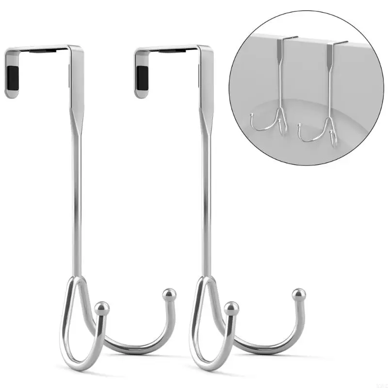 Pair Of 2 Heavy Duty Door Back Hooks Perfect For Wet Towels And Thick Coats X3UC