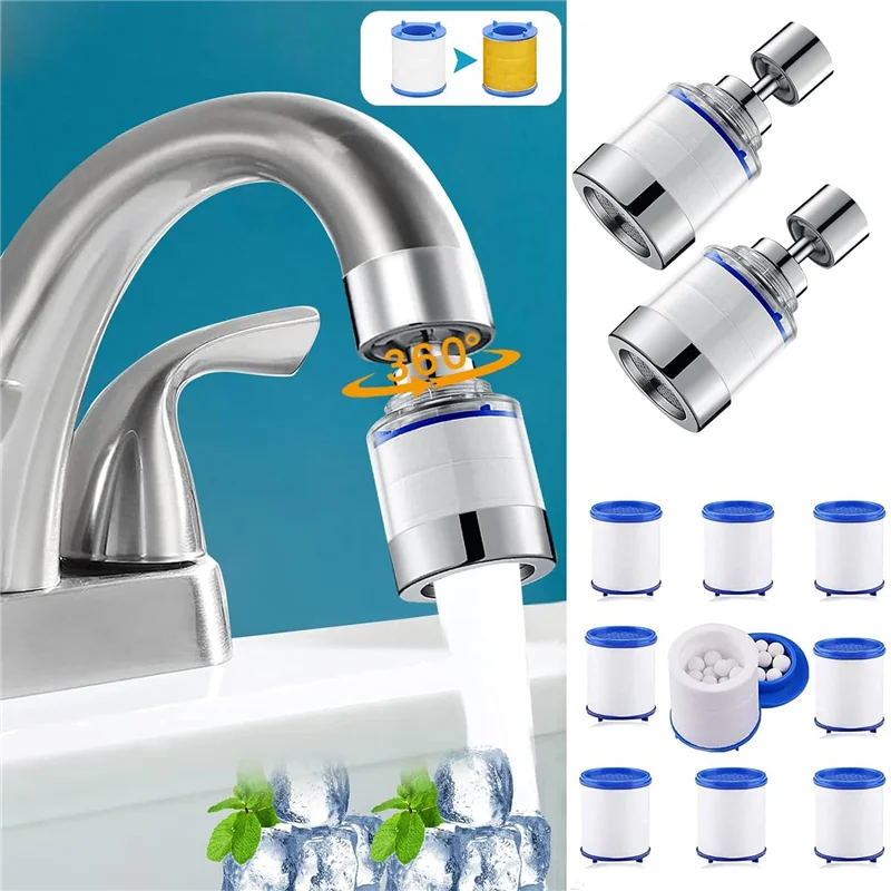 SANQ 2 قطعة بالوعة الحمام صنبور مرشح 360 درجة الدورية لتنقية الفلتر ABS المطبخ الحنفية الترشيح يزيل الكلور