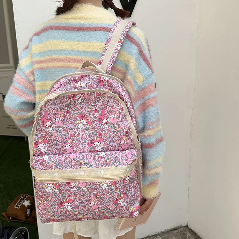 Sanrio Nieuwe Melodie Student Schooltas Cartoon Lichtgewicht Casual Waterdichte Grote Capaciteit College Rugzak