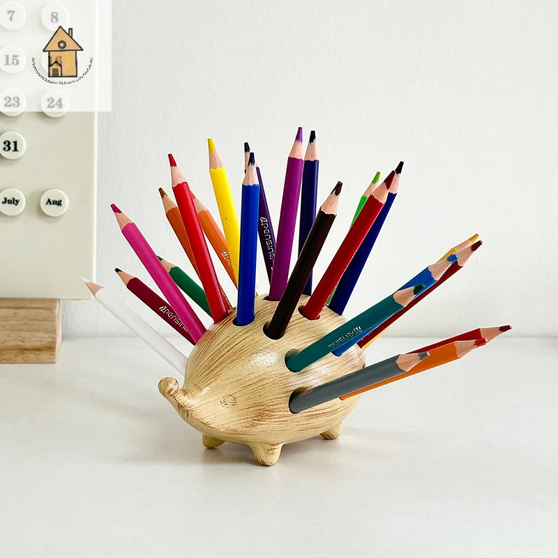 

Cute Creative Hedgehog Pen Holder Pencil Storage Box Student Desktop Office Desktop Ornaments