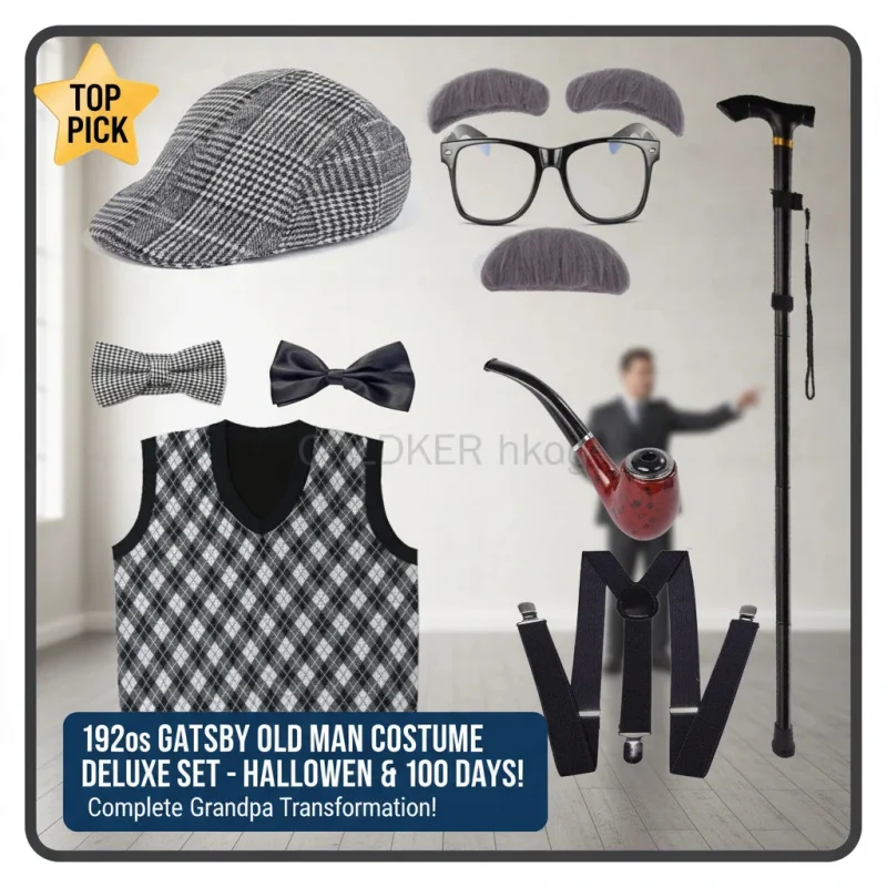 

☎TDA Halloween Grandpa Costume Set Old Man Gatsby 1920s Accessories 100 Days School Cosplay☎