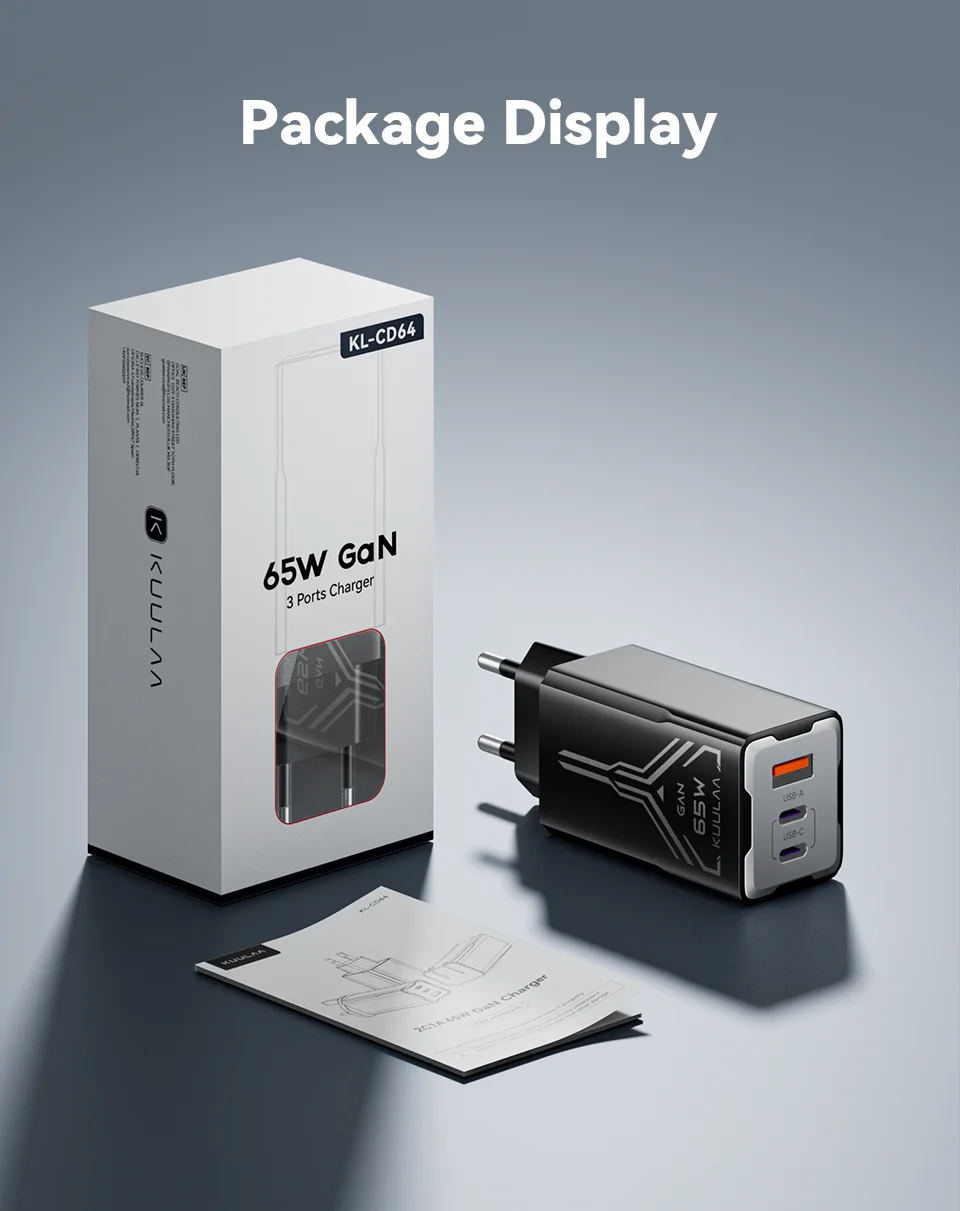 KUULAA 65W GaN Ladegerät Typ C Quick Charge 4.0 3.0 PD USB-Ladegerät für iPhone 16 15 14 Pro Max Schnellladegerät für Laptop PD-Ladegerät – Detail 10