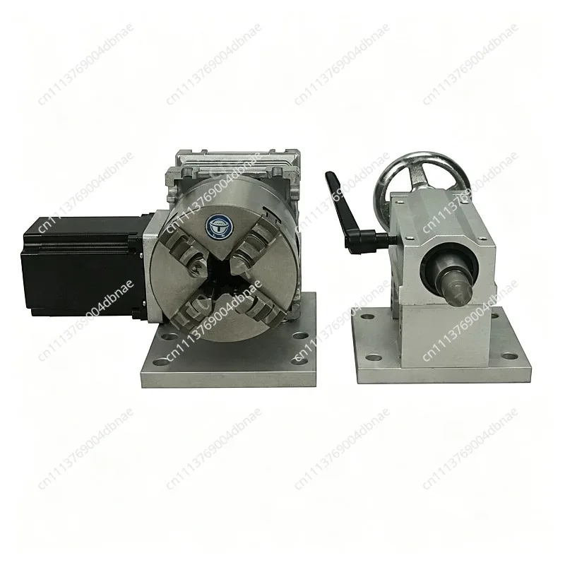 Silver fourth axis rotary shaft with tail top 57/86MM motor 80/100/130MM chuck 3/4 claw