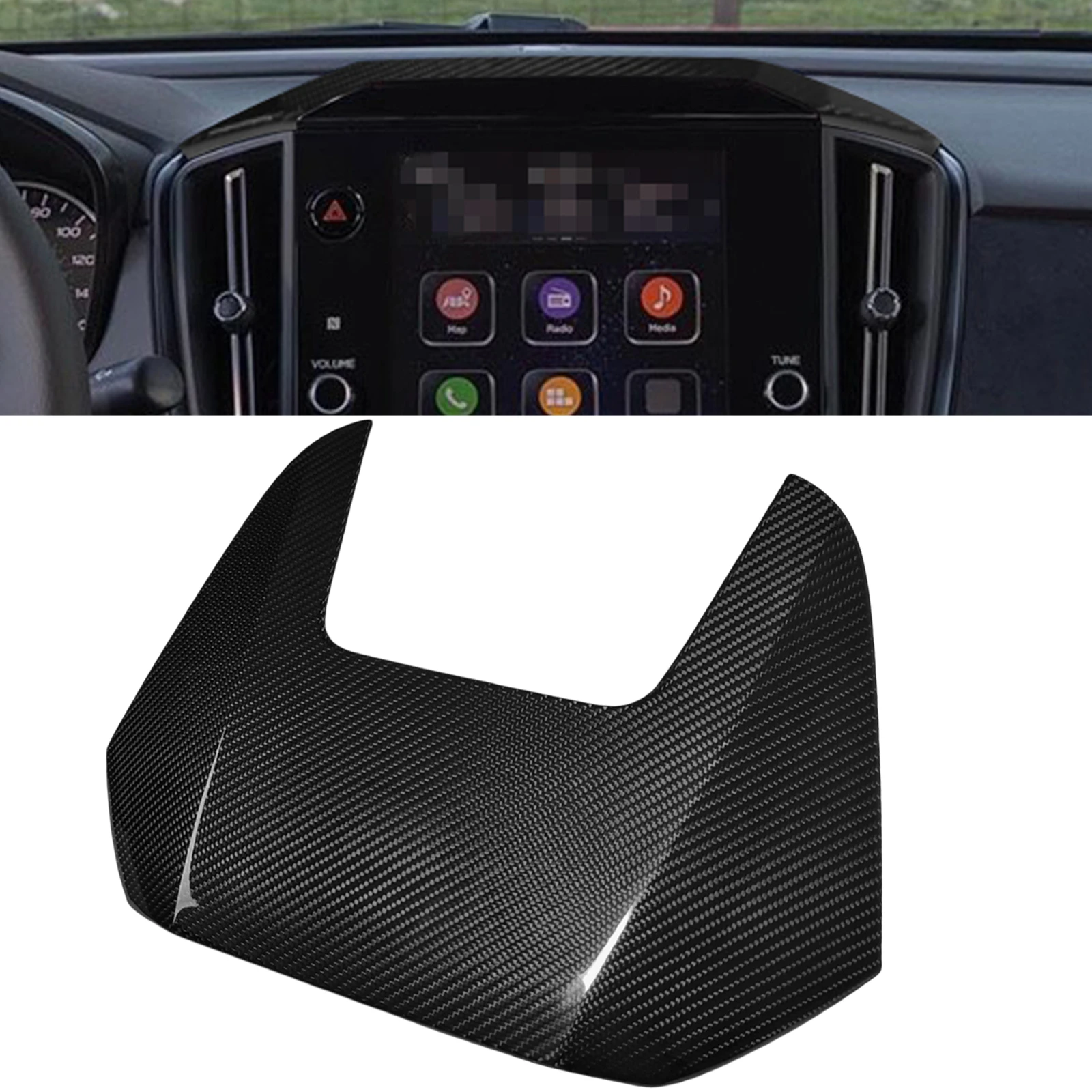 

Dry Carbon Fiber Interior Car Center Console Instrument Dashboard Display Screen Upper Panel Cover Trim For Subaru WRX 2022-2025