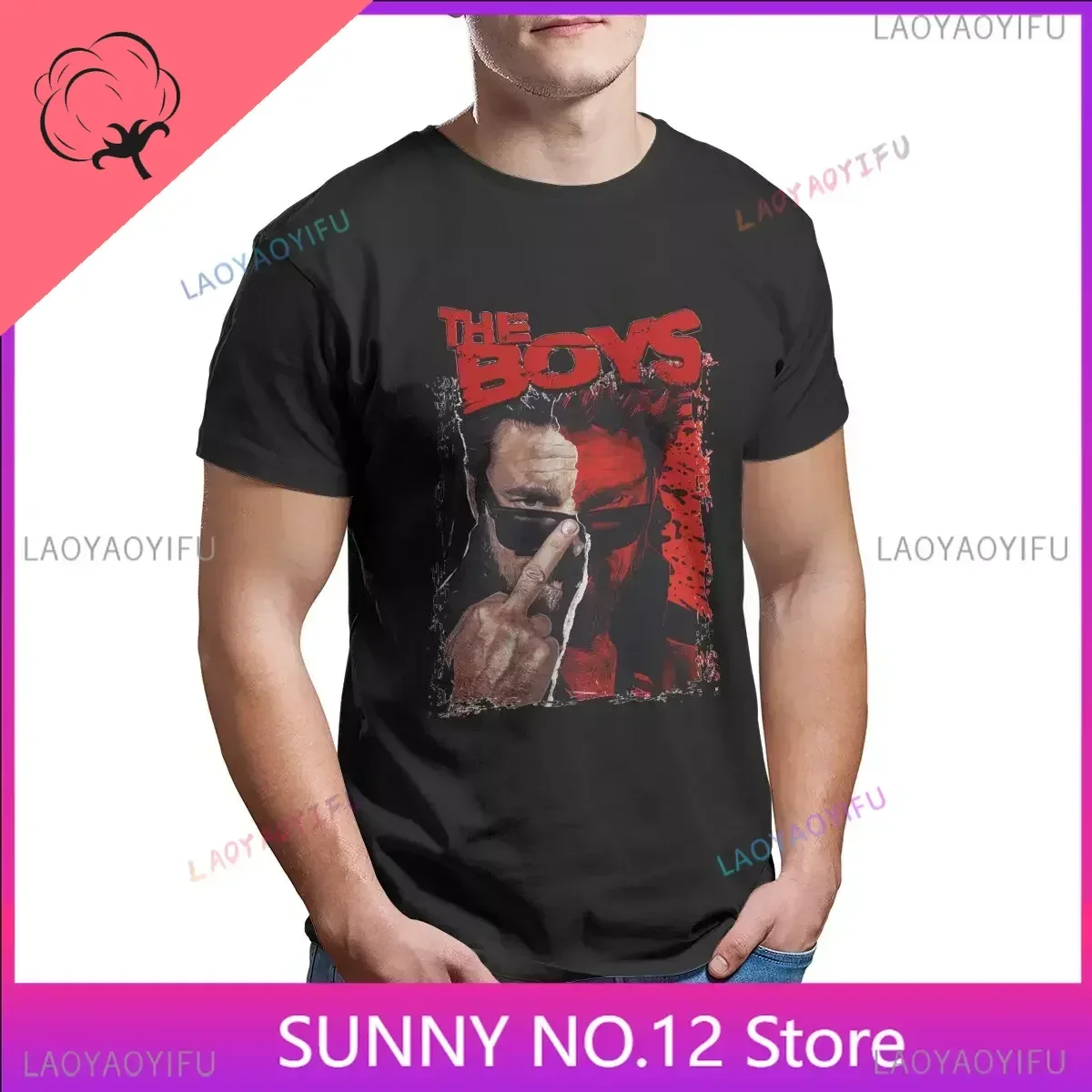 Men's Vintage The Boys William Billy Butcher T Shirts  Pure Clothing Short Sleeve Round Neck Tee Shirt Party T-Shirt