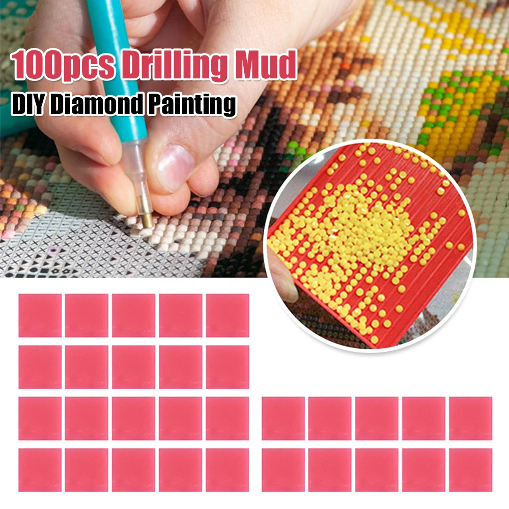 

150Pcs 2x2cm Resin Diamond Drawing Mud for Drilling Handcraft Dotting Wax Clay Diamond Mosaic Cross Stitch Accessories
