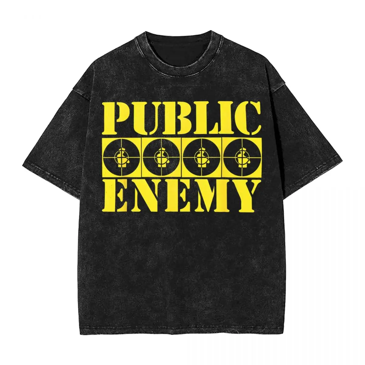 Public Enemy Music Washed T Shirt Streetwear Hip Hop Retro T-Shirts Rock Rap Tees Tops Men Women Short Sleeve High Street Summer